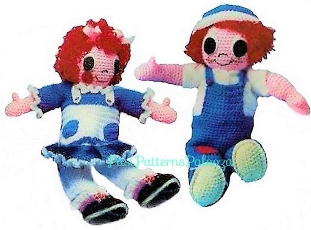 Vintage Crochet Pattern 20" Classic Raggedy Ann &amp; Andy Rag Dolls PDF ...