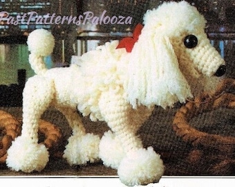 Vintage Crochet Pattern 6" Poodle Dog Amigurumi Soft Toy Doll PDF Descarga digital instantánea Plushie Standard o Toy Purebred Show Dog 4 Ply