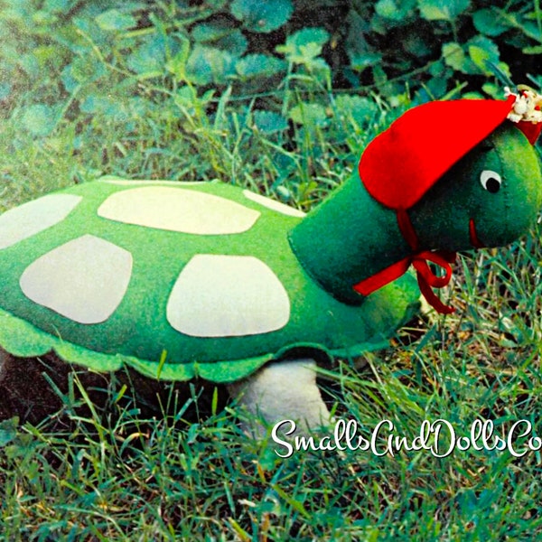 Vintage Sewing Pattern 18" Tillie Turtle Soft Sculpture Toy Doll PDF Instant Digital Download Retro Felt Fabric Stuffed Animal