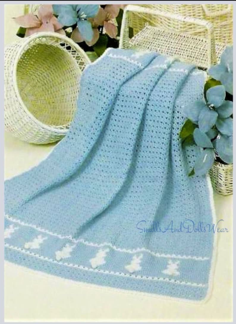 Vintage Crochet Pattern Baby Bunnies Afghan Nursery Blanket Etsy