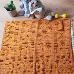 Vintage haakpatroon teddybeer filet babydeken Afghaans PDF Instant digitale download wieg kinderwagen hoes schootdeken 5-laags 38 x 46 afbeelding 5