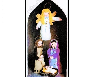 Vintage Knitting Pattern 12" Christmas Nativity Soft Toy Dolls Mary Joseph Baby Jesus Angel Amigurumi PDF Instant Digital Download 10 Ply