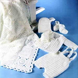 Vintage Crochet Pattern Baby Boy Christening Baptism 5 piece Outfit Set PDF Instant Digital Download Jacket Shorts Hat Shoes Blanket 3-24m image 4