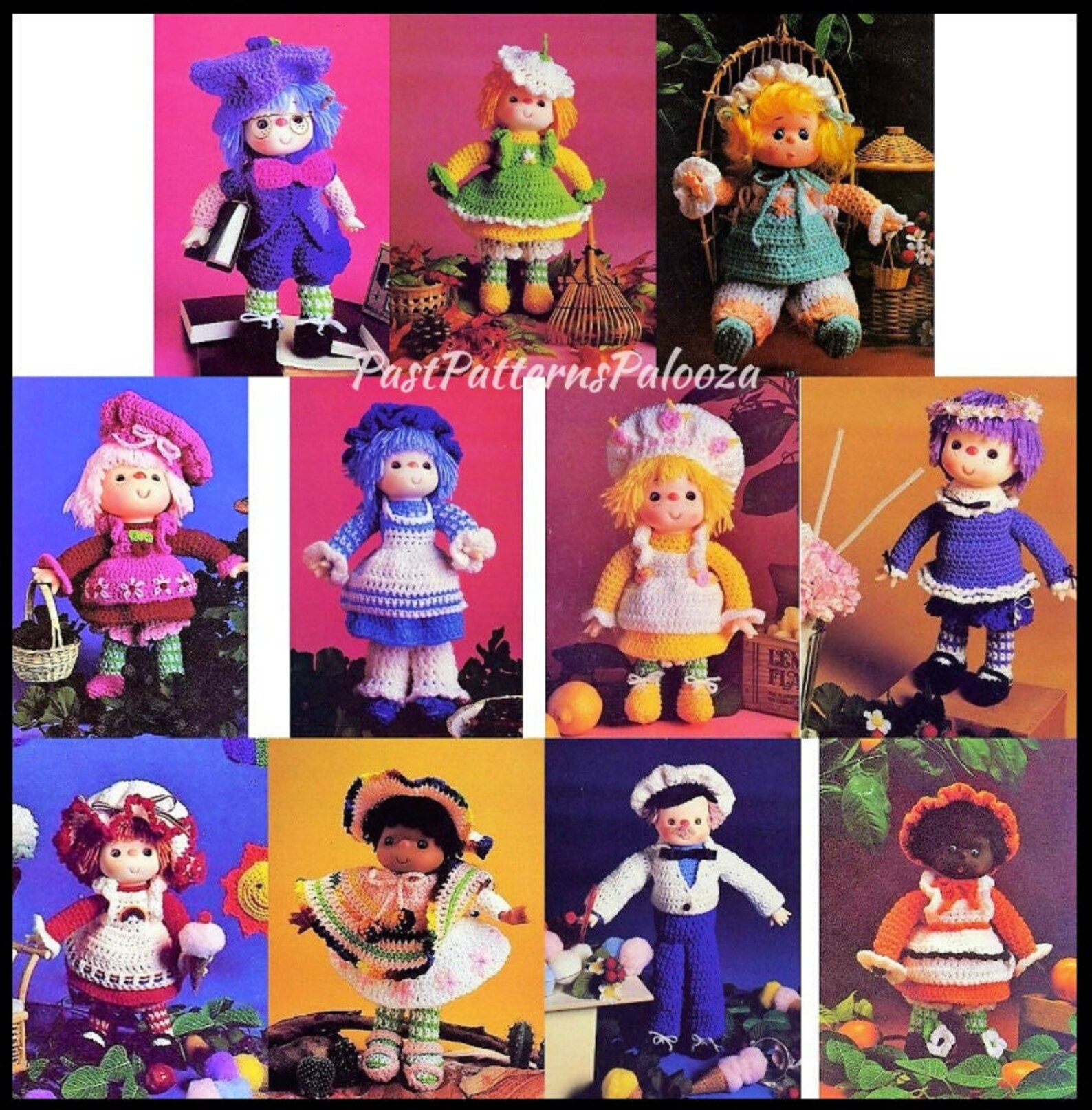 Vintage Crochet Patterns Yarn Head Dolls Outfits Flavorful Etsy