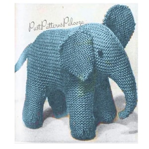 Vintage Knitting Pattern Knit Elephant Soft Plush Toy c. 1960 PDF Instant Digital Download Garter Stitch Elephant Amigurumi 4 Ply