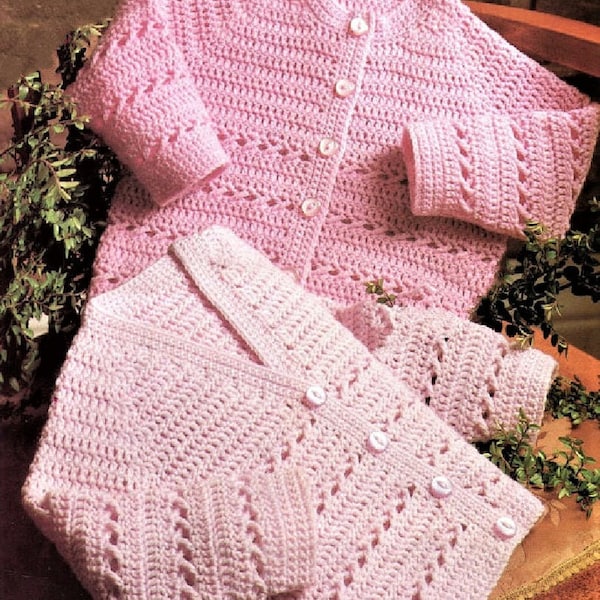 Vintage Crochet Pattern Baby to Toddler Cardigans Sweaters 2 Styles PDF Instant Digital Download Newborn to 2 Years 4 Ply