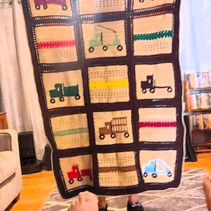 Vintage Crochet Pattern Trucks Vehicles Blocks Baby Afghan Design PDF Instant Digital Download Toddler Bed Crib Blanket 40x54 4 Ply image 4