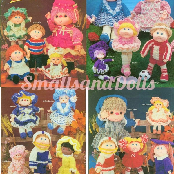 Vintage Crochet Playbabies Doll Patterns Yarn Head Baby Toothie Ruthie Cabbage Patch Doll Designs PDF Instant Digital Download 4 Ply