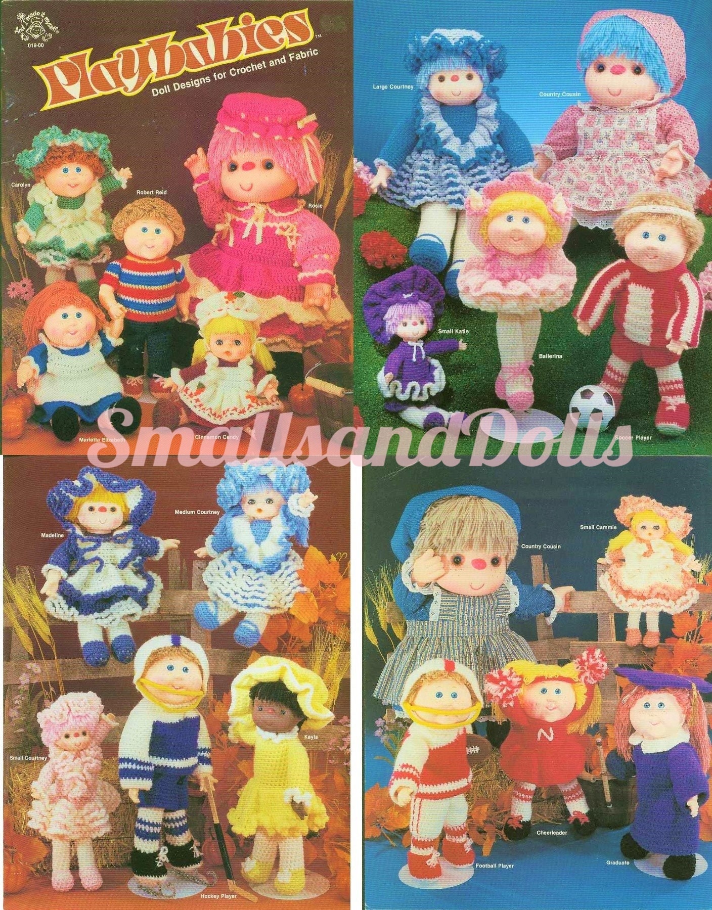 Vintage Crochet Playbabies Doll Patterns Yarn Head Baby Toothie