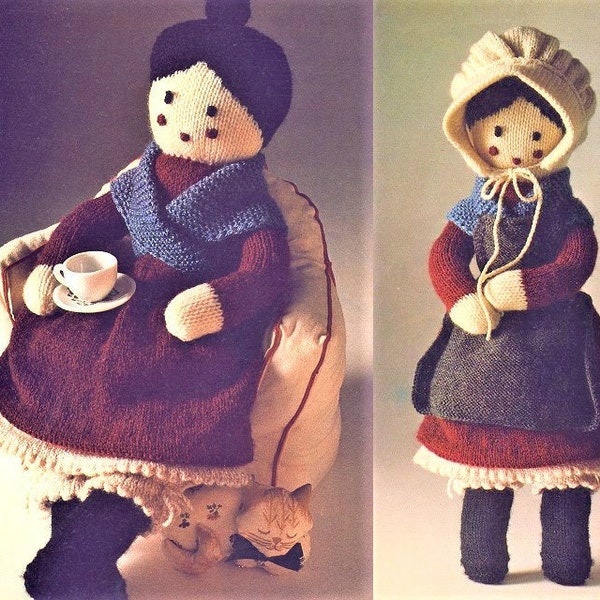 Vintage Knitting Pattern 18" Granny Grandma Grandmother Doll PDF Instant Digital Download Knitted Amigurumi Soft Toy 5 Ply