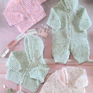 Vintage Knitting Pattern Baby Toddler Child Cardigans Hooded Jacket All In One Set PDF Instant Digital Download 0-6 yrs DK