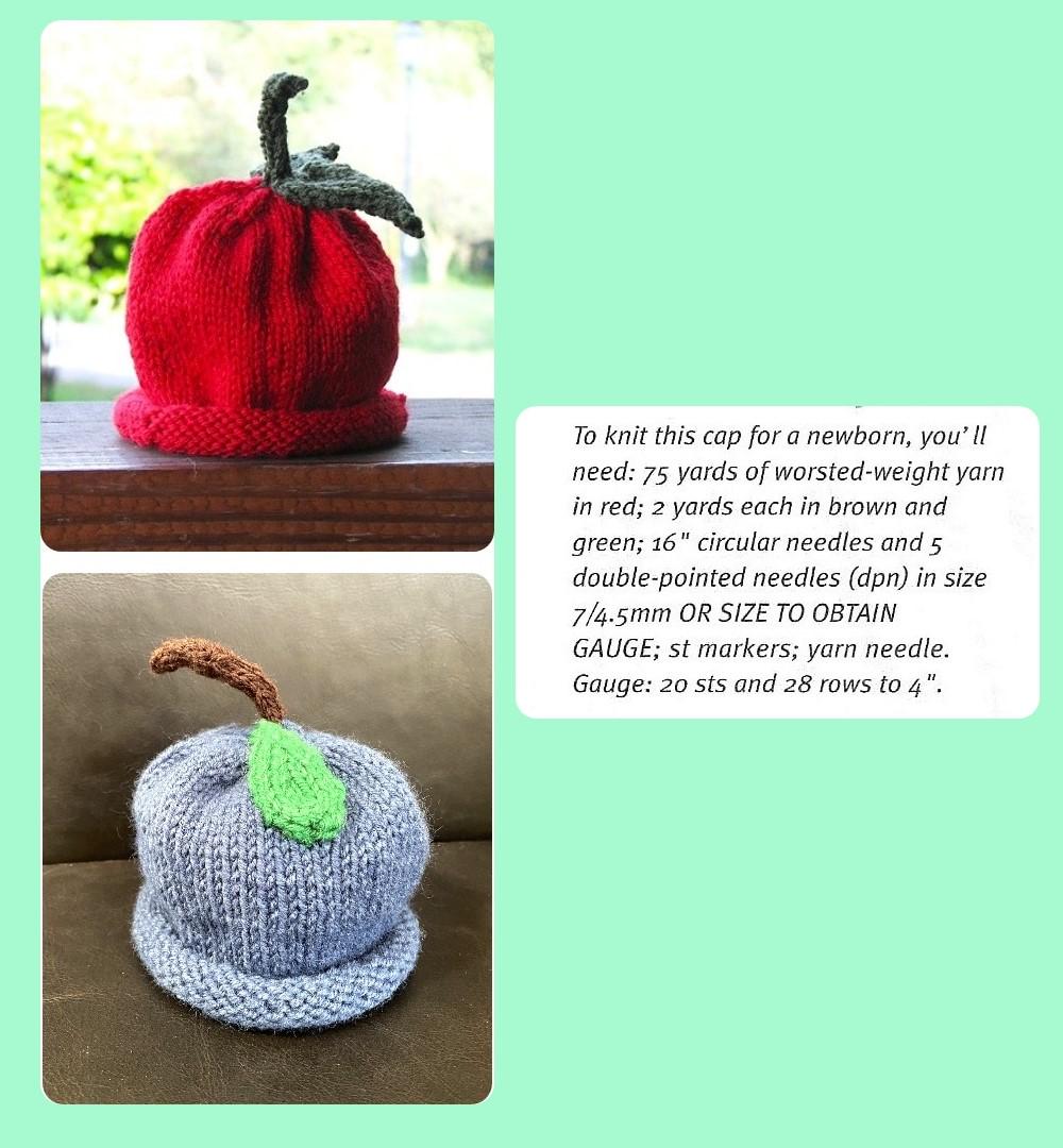 Vintage Knitting Pattern Easy Stitch Apple Cap Newborn Baby Fruit Hat ...