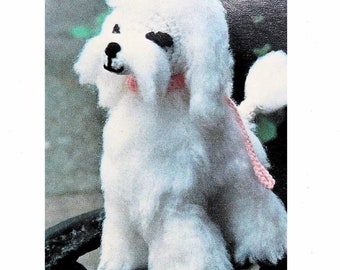 Furry White Poodle Vintage Plush 