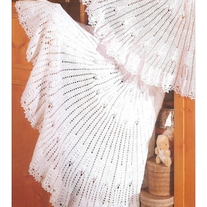 Vintage Crochet Pattern Round Circular Lacy Baby Shawl PDF Instant Digital Download in 2 Ply and 3 Ply