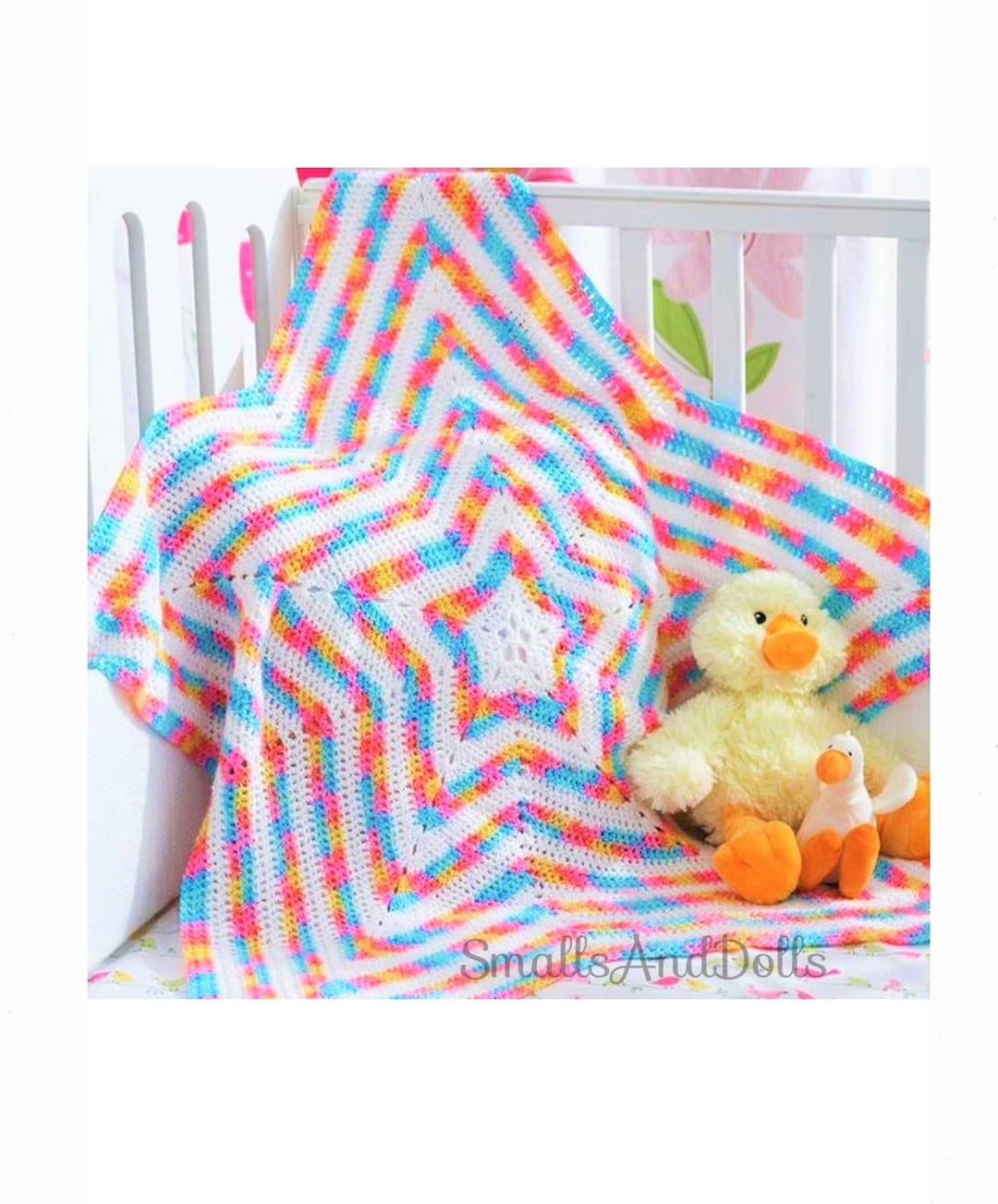 Vintage Crochet Pattern Star Shaped Baby Blanket Afghan Quick Easy PDF