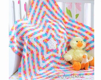 Vintage Crochet Pattern Star Shaped Baby Blanket Afghan Quick Easy PDF Instant Digital Download Big Star Crib Cover DK