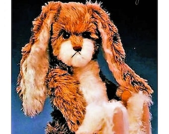 Vintage Sewing Pattern 14" Lop Eared Grumpy Bunny Teddy Toy PDF Instant Digital Download Sewn Soft Faux Fur Fabric Stuffed Rabbit Doll