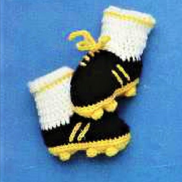 Vintage motif au crochet bébé chaussure de football chaussons chaussures de sport téléchargement numérique instantané crampons de point de grappe 5 plis