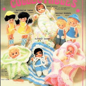 Vintage Crochet Patterns 10&quot; Baby in a Blanket Dolls and Clothes for 7&quot; Dolls PDF Instant Digital Download Retro Blanket Baby Dolls
