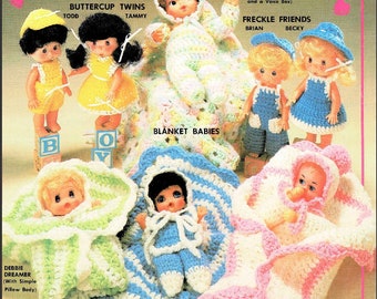 Vintage Crochet Patterns 10" Baby in a Blanket Dolls and Clothes for 7" Dolls PDF Instant Digital Download Retro Blanket Baby Dolls