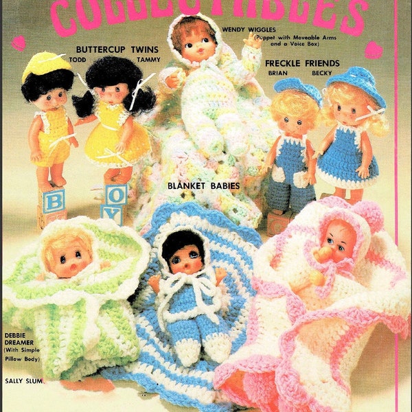 Vintage Crochet Patterns 10" Baby in a Blanket Dolls and Clothes for 7" Dolls PDF Instant Digital Download Retro Blanket Baby Dolls