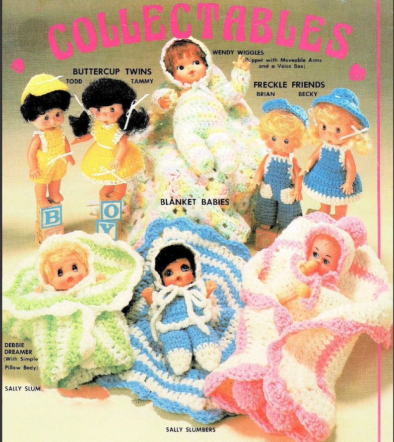 Vintage Crochet Patterns 10 Baby in a Blanket Dolls and Etsy