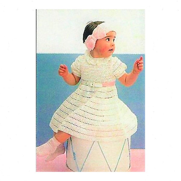 Vintage Thread Crochet Pattern Baby Toddler Girl Pretty Cotton Lace Dress 2 Designs PDF Instant Digital Download Fancy Sundress 18m - 2 yr