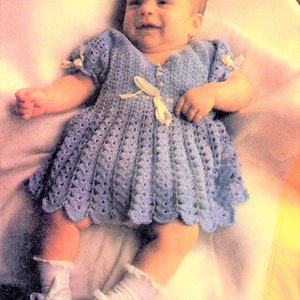 Vintage Thread Crochet Pattern Baby Girl Fancy Occasion Dress Ribbons & Shell Stitch PDF Instant Digital Download 1970s