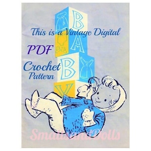 Vintage haakpatroon teddybeer filet babydeken Afghaans PDF Instant digitale download wieg kinderwagen hoes schootdeken 5-laags 38 x 46 afbeelding 6