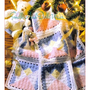 Patrón de crochet vintage: Manta afgana de bebé con motivos de ángel celestial, diseño de ángel de abuela, PDF, descarga digital instantánea, C2C, 30 x 40, 5 capas