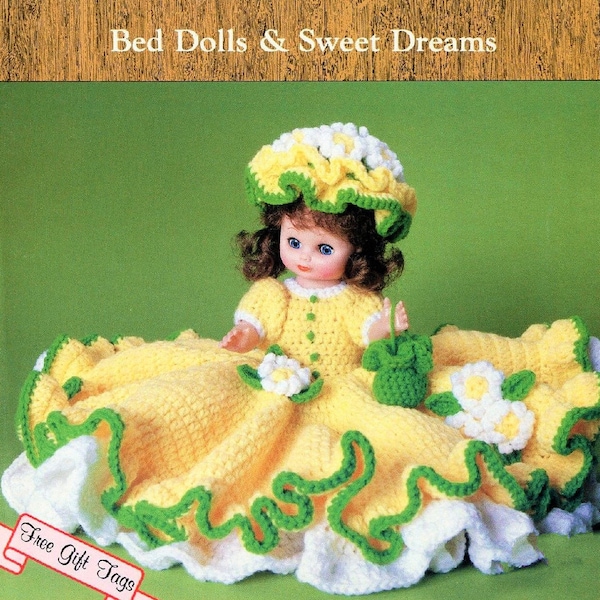 Vintage Crochet Pattern 13" Laura Bed Doll Dress Outfit for 13 and 14 Inch Dolls PDF Instant Digital Download Sweet Dreams 10 Ply