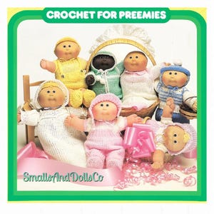 Vintage Crochet Pattern 14" Cabbage Patch Preemie Kids Doll Clothes 8 Outfits PDF Instant Digital Download