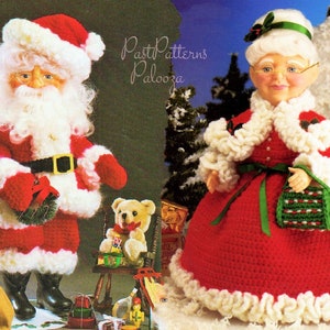 Vintage Häkelanleitung Santa & Mrs Claus Weihnachtspuppen Outfits für 13 bis 14 Zoll große Puppen PDF Instant Digital Download 10 Ply