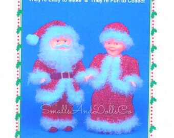 Vintage Crochet Pattern 14" Ice Crystal Santa and Mrs Claus Christmas Xmas Dolls PDF Instant Digital Download 10 Ply Fuzzy Eyelash Yarn
