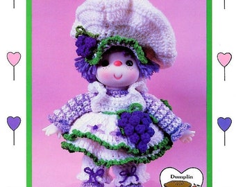 Vintage Crochet Pattern 14" Lollipop Lane Grape Jelly Yarn Head Doll PDF Instant Digital Download Retro 1980s Dumplin Designs 4 Ply Mitzy