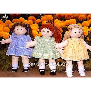 Cartamodello per cucito vintage da 18" per bambole morbide da scultura, bambole e vestiti per bambine, in formato PDF, download digitale istantaneo, peluche in tessuto morbido, modelli a grandezza naturale