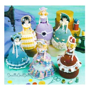 Vintage Crochet Pattern 7" Pretty Pin Cushion Dolls PDF Instant Digital Download Little Ladies 6 Designs