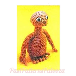 Vintage Crochet Pattern 11" ET Space Alien Amigurumi Doll E.T. Extra Terrestrial PDF Instant Digital Download Space Creature Soft Toy 10 Ply