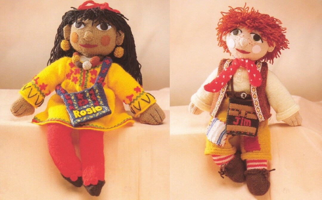 Vintage Knitting Patterns Rosie and Jim Colleciton Soft Doll Toys Hat ...