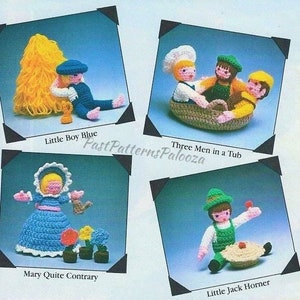 Vintage Crochet Pattern 7" Mother Goose Storybook Nursery Rhyme Toy Dolls PDF Instant Download Fairy Tale Amigurumi Soft Dolls 7 Designs