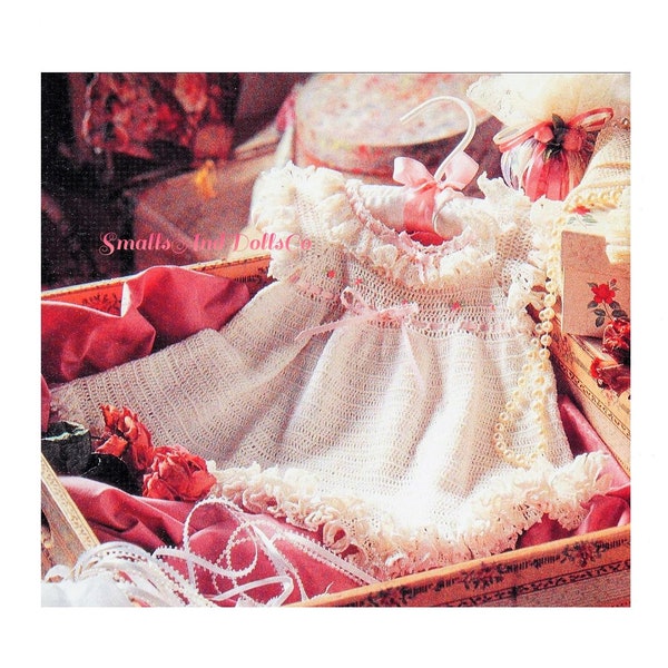 Vintage Crochet Pattern Pretty Baby Girl Heirloom Ruffle Dress PDF Instant Digital Download Cotton Thread 0-18 m