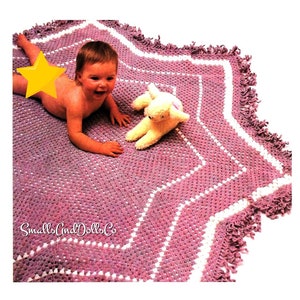Vintage Crochet Pattern Star Shaped Baby Shawl Blanket PDF Instant Digital Download Eight Pointed Star 4 Ply