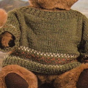 Vintage Knitting Pattern Teddy Bear Sweater Knit Fair Isle Jumpers Clothes For 14 16 18 21 Inch Toy Bears PDF Instant Digital Download DK image 4