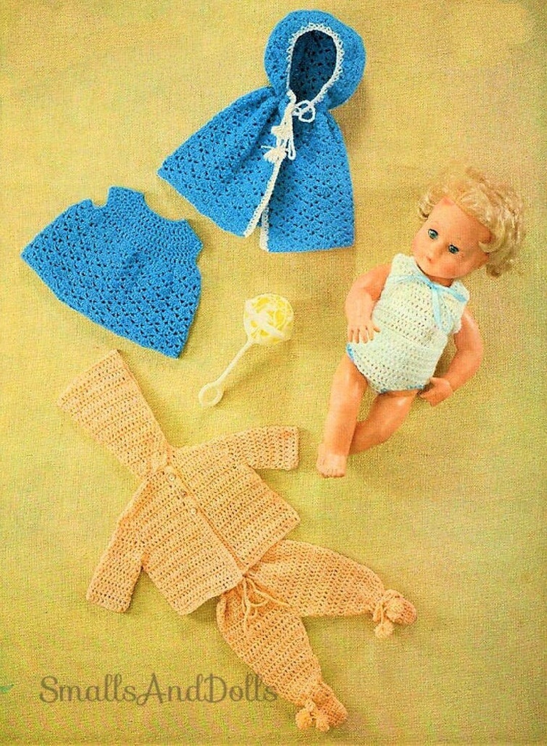 Vintage Crochet Pattern Doll Clothes for 14 and 16 Inch Baby Dolls 6