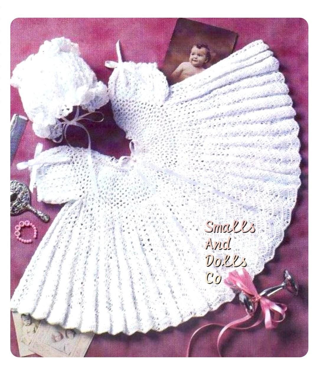 Baby Girl Christening Dress Bonnet Crochet Pattern