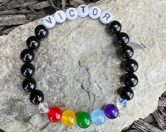 Memorial Bracelet Dog Gemstone Beads Swarovski Crystal Rainbow Bridge Memory Pet Loss Gift
