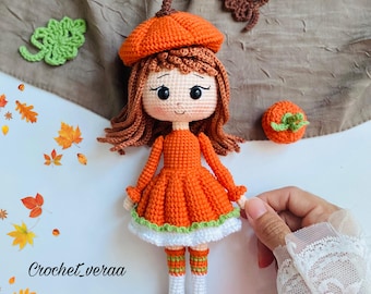 Pumpkin Amigurumi Doll Crochet Pattern: Halloween PDF