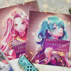 Edelgard and Byleth Mugshot Print - Fire Emblem Three Houses Art Print