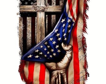 Cross and US Flag PNG