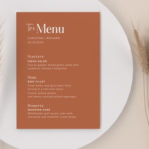 Terracotta Wedding | Wedding Menu Template | Terracotta Wedding Menu | Desert Wedding Menu | Editable Menu Template